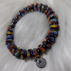 DELL ARTE BY JEAN CLAUDE MULTI COLOR GLASS BEADED STRETCHY BRACELET